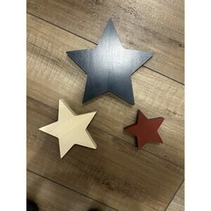 RARE Longaberger Set of 3 WoodCrafts Americana Stars - Made in the USA Patriotic